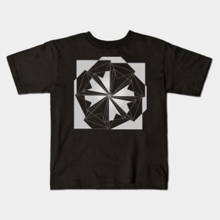 Mandala Geometric black and white linear flower Kids T-Shirt